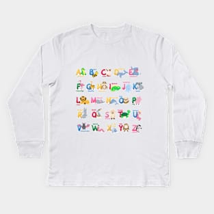 Alphabet Animals Letter design Kids Long Sleeve T-Shirt